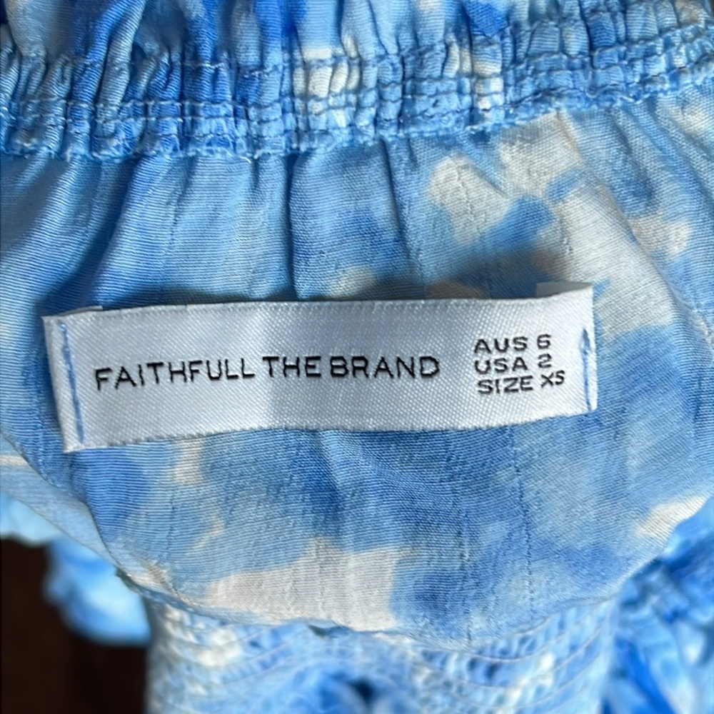 Faithfull the Brand willow roos tie dye blue crop top sweetheart neckline bodice - Picture 6 of 10